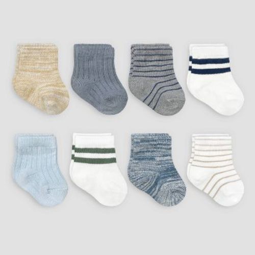 Carter's Just One You® Baby Boys' 8pk Striped Crew Socks - 0-3M