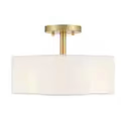 Hampton Bay Hedgegate 14-inch. 3-Light Vintage Gold Quatrefoil Semi-Flush Mount with Linen... | The Home Depot Canada