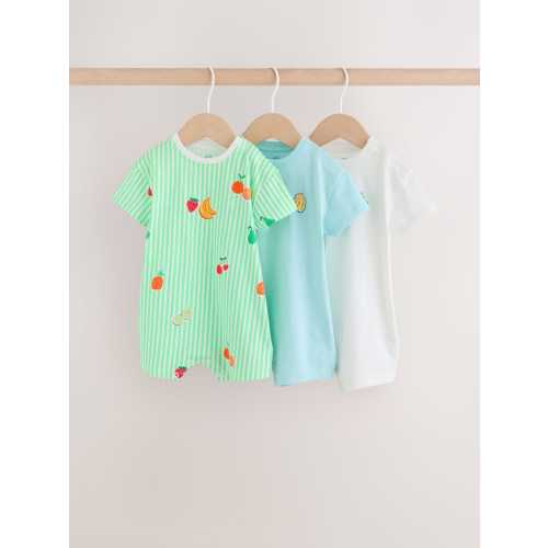 Blue Fruit Print Jersey Baby Rompers 3 Pack