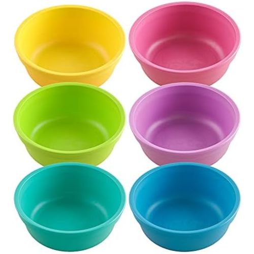 Re-Play 12 oz. Toddler Bowls Set of 6 - Kids Deep-Walled, Durable & Reusable Snack and Meal Bowls, Dishwasher & Microwave Safe, BPA-Free, Made in USA from Recycled Plastic, Sorbet