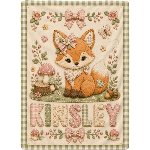 Personalized Baby Blanket With Name, Custom Baby Blankets, Fox Design