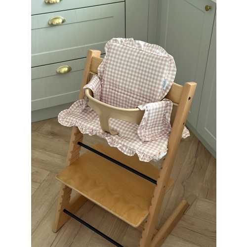 Blush Gingham Ruffle Cushion For Stokke Tripp Trap