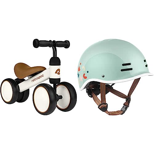 Retrospec Cricket Baby Walker Balance Bike with 4 Wheels for Ages 12-24 Months - Toddler Bicycle Toy for 1 Year Olds - Ride On Toys for Boys and Girls - One Size