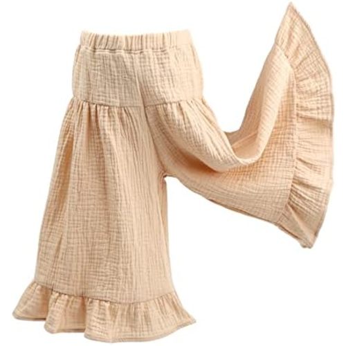 HOOLCHEAN Baby and Little Girls Soft Cotton Gauze Wide Leg Ruffled Pants