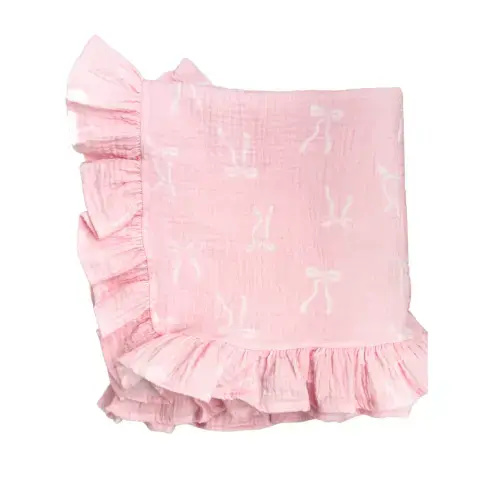 Frill Muslin Blanket | White Bows