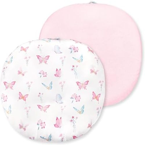 Newborn Lounger Cover, Baby Lounger Cover for Girls Boys, Soft Removable Slipcover Fits Newborn Lounger, Pink Butterfly (Cover Only)