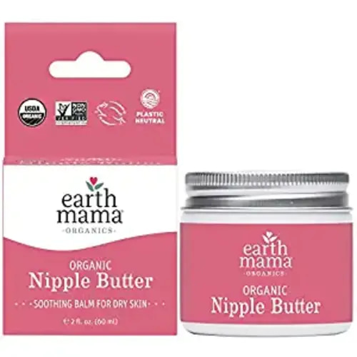Organic Nipple Butter Breastfeeding Cream by Earth Mama | Lanolin-free, Postpartum Essentials Safe for Nursing, Non-GMO Project Verified, 2-Fluid Ounce - 2 Fl Oz (Pack of 1)