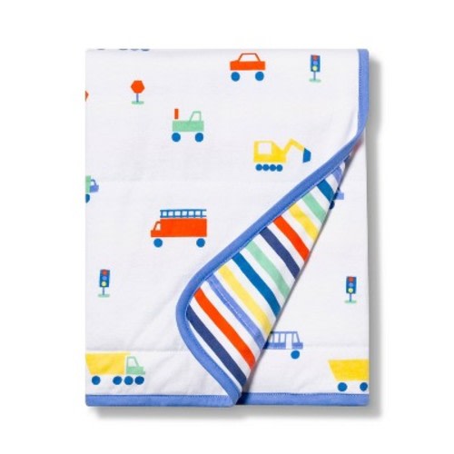 Jersey Knit Blanket Transportation - Cloud Island™ White/Blue