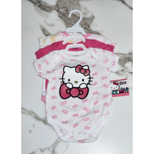 2023 Hello Kitty Baby Girl (SIZE 3-6 Month) Body Suit 3-Pack Pink & White Sanrio