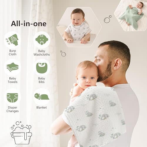 Susurration Muslin Burp Cloths 24x24 Inches Ultra Soft 100% Cotton,