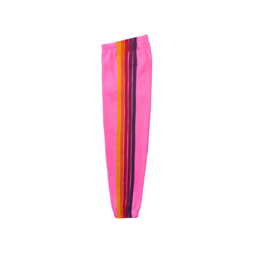 KID'S 5 STRIPE SWEATPANTS - NEON PINK