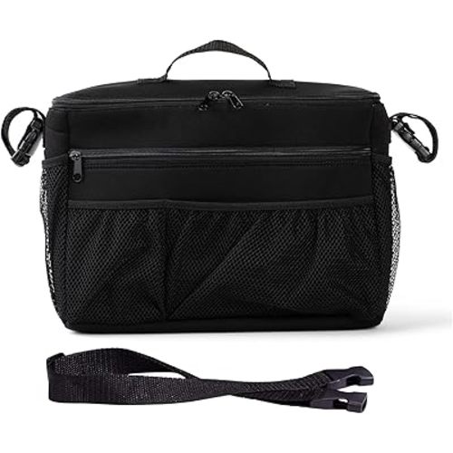 J.L. Childress Cool 'N Cargo Stroller and Wagon Cooler and Organizer - Universal Fit - Insulated - Attaches to Strollers, Wagons, Walkers and Wheelchairs - Large Capacity - Black