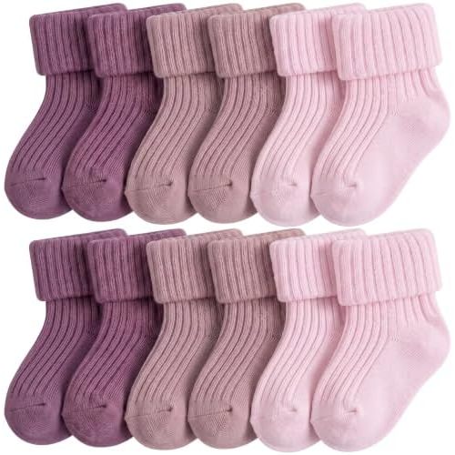 JenPen 6 Pairs Wool Preemie Socks Premature Turn Cuff Wool Socks