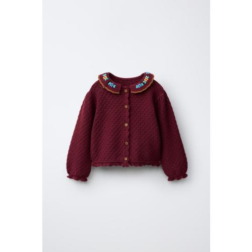 COTTON-LINEN EMBROIDERED CARDIGAN