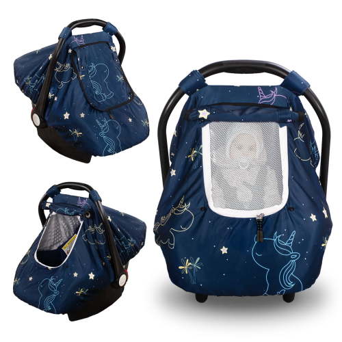 Beavtaens 3-in-1 Baby Car Seat Cover, Winter Carseat Canopy, Soft and Breathable, Dark Blue
