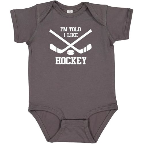 Rocket Bug I'm Told I Like Hockey Silhouette Baby Bodysuit, Soft Short Sleeve Cotton Bodysuit, Newborn Baby Girl & Boy Gift