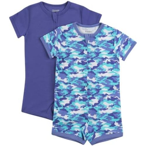 Hanes Baby Rompers, Ultimate Zippin Short Sleeve Romper for Boys & Girls, 2-Pack