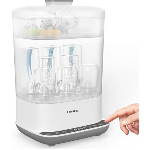 Baby Bottle Sterilizer | Esterilizador de Biberones, 6-in-1 HAUTURE Bottle Sterilizer and Dryer, Electric Steam Bottle Sanitizer for Baby Stuffs, Baby Bottles & Breast Pump Accessories