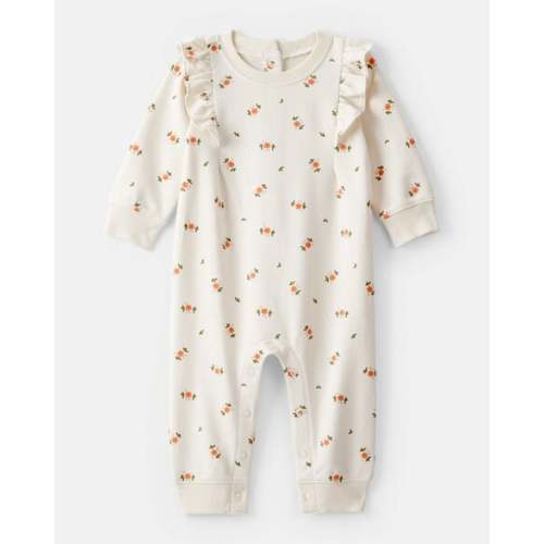 Baby Girl Floral Ruffle Cotton Long-Sleeve Jumpsuit - Cream - Carter's | Carter's - 6M