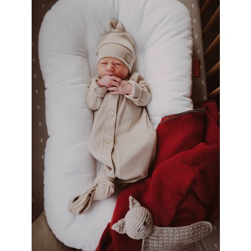 Organic Ribbed Knit Baby Sleeping Bag: Knotted Newborn Sleep Gown