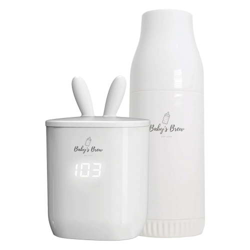 Baby's Brew Portable Bottle Warmer, Travel Baby Bottle Warmer, (Warmer Set) White