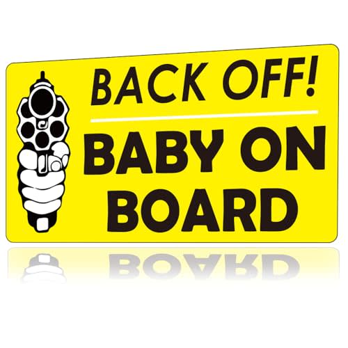 1step2dream Funny Baby on Board Bumper Sticker 2Pcs, Car Essentials | Back off Sign and Reflective See-Through When Driving in the Dark | 7 x 5 Inches
