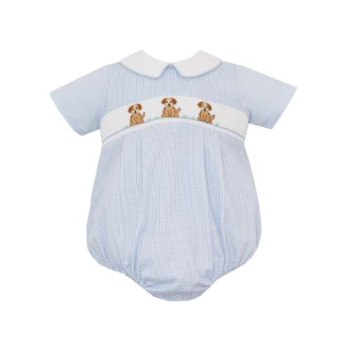 Puppies Knit Bubble- Blue Check