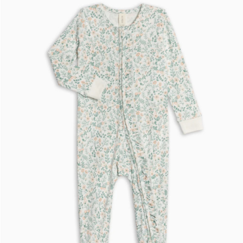 Neve Ruffle Zipper Footed Romper