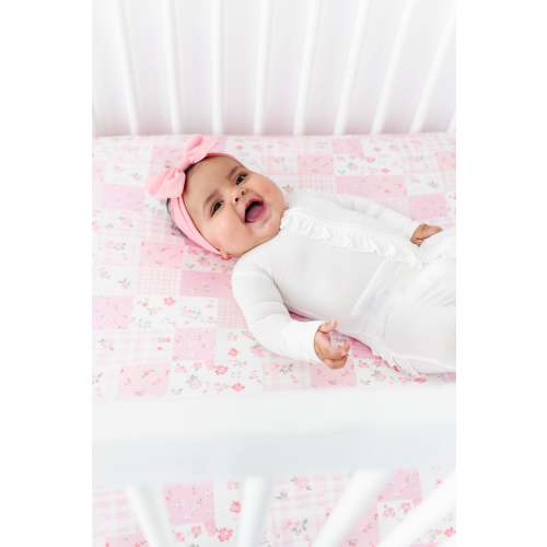 Pink Patchwork Crib Sheet | Bamboo Crib Sheet | Birdie Bean