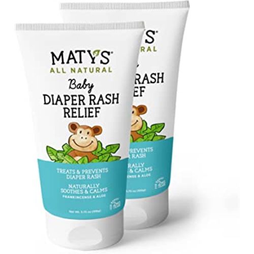 Maty's Baby Diaper Rash Relief Ointment - Natural Soothing Cloth Diaper Safe Cream Made With Organic Ingredients like Lavender, Aloe and Zinc, for Babies 2 months+, 3.75 Oz, 2 Pack
