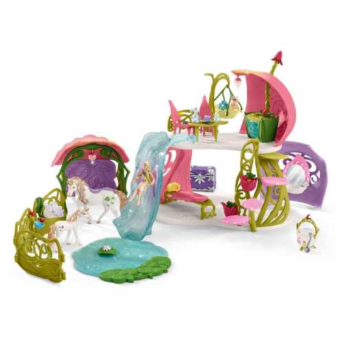 Glittering flower house with unicorns, lake and stable 42445 | Schleich USA Inc.