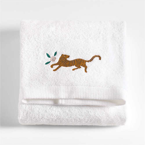 Personalized Marrakech Floral Embroidered 100% Organic Cotton Kids Bath Towel