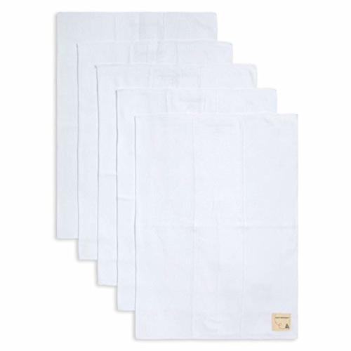 Burt's Bees Baby - Burp Cloths, 5-Pack Extra Absorbent 100% Organic Cotton Burp Cloths, Cloud White Solids - Pack of 5