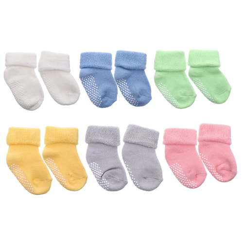 WSTEER 6 Pairs of Baby Thick Anti-skid Socks Infant Breathable Cotton Socks(S)