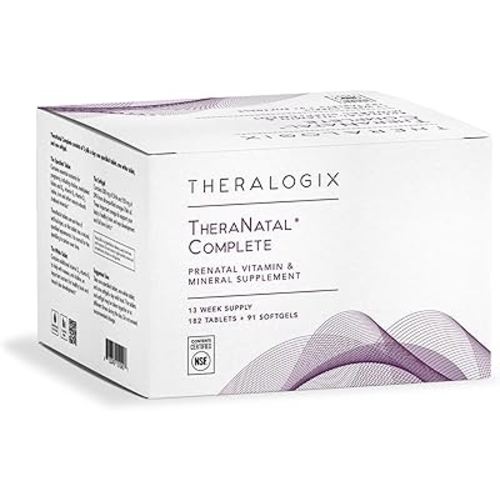 Theralogix TheraNatal Complete Prenatal Vitamin Supplement - 91-Day Supply - with DHA, Vitamin D3, Folate, Iodine, Choline, Iron, Vitamin B6 & More - NSF Certified - 182 Tablets & 91 Softgels
