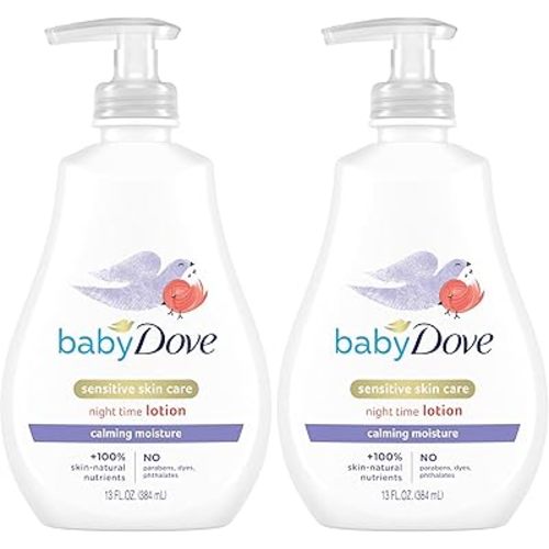 Baby Dove Sensitive Skin Care Baby Lotion For a Soothing Scented Lotion Calming Moisture Hypoallergenic and Dermatologist-Tested 13 oz (Pack of 2)