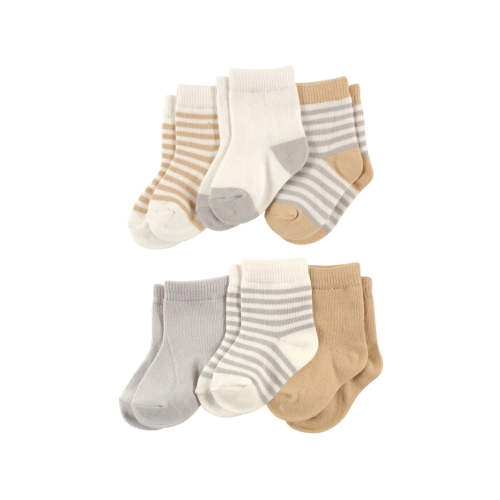 6-Pack Baby Socks / Neutral Stripes / 0-6M