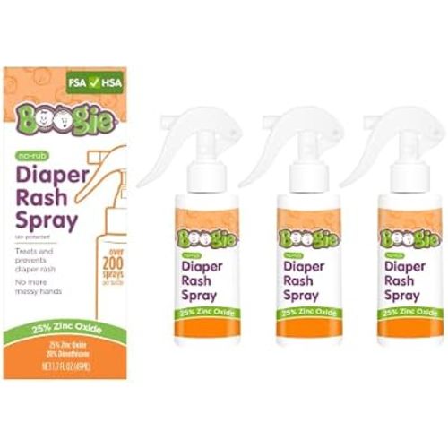 Boogie No-Rub Zinc Diaper Rash Cream Spray for Babies, 1.7 fl oz (3 Pack)