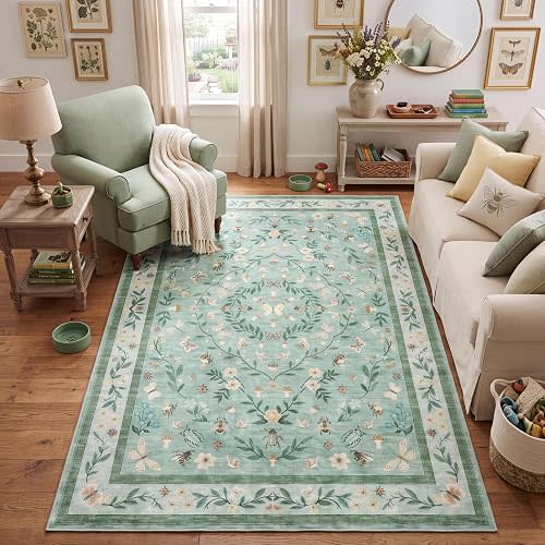 GarveeHome Washable Bug Rugs 5x7 for Bedroom Non Slip Living Room Rugs