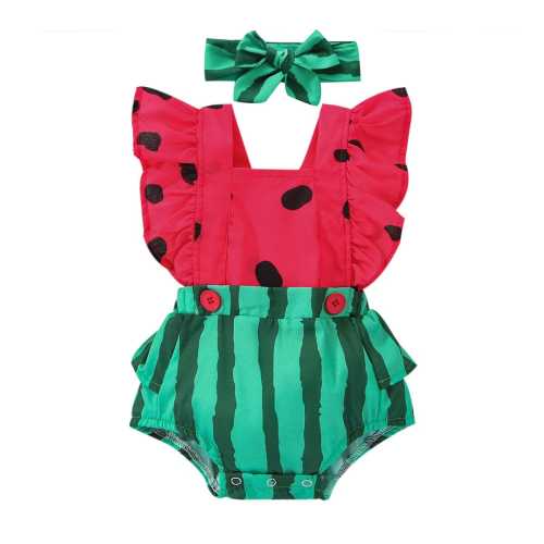 Baby Girl Watermelon Ruffled Romper – The Trendy Toddlers
