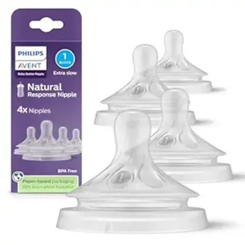 Philips Avent Natural Response Nipples, Extra Slow Flow (Flow 1), 4-Pack, SCY961/44