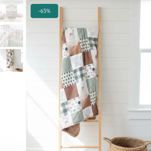 Little One Deer Woodland Neutral Crib Bedding | USA Made – DBC Baby Bedding Co