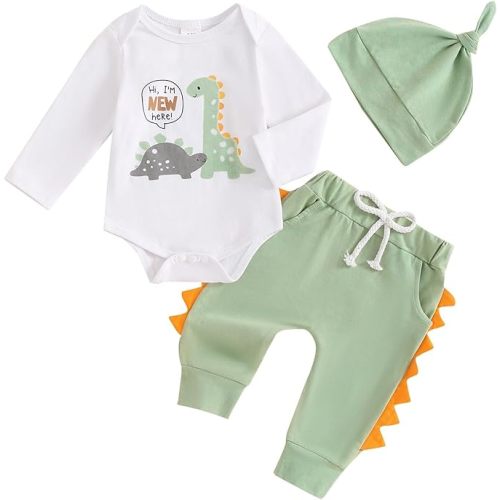 Newborn Infant Baby Boy Outfit Romper Bodysuit Dinosaur Baby Boy Clothes 0 3.6 9 Months Gift Sets