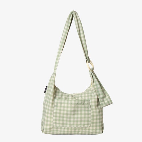 Green Gingham | Large Slouchy Shoulder Bag | Packable & Stylish | Thread® · Thread®