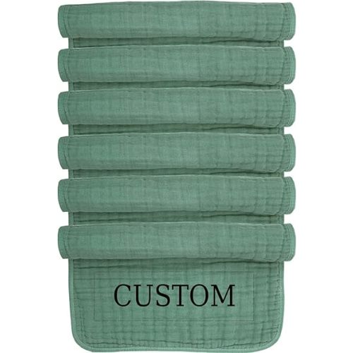 Personalized Muslin Burp Cloth with Embroidered Name For Baby Boy & Girl 6-Layer 100% Cotton Burping Cloths for Babies, Soft & Plush Newborn Spit Up Rags, Infant Towels for Milk Spit Up (Fern)