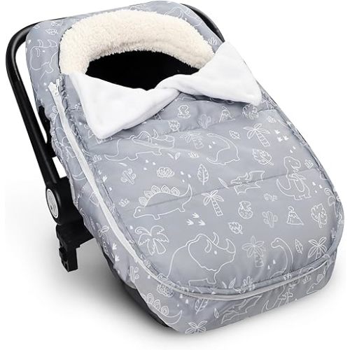DILIMI Car Seat Covers for Babies, Winter Baby Car Seat Cover, Infant Car Seat Canopy for Boys Girls, Warm Windproof Carseat Canopy for Newborn, Dinosaur