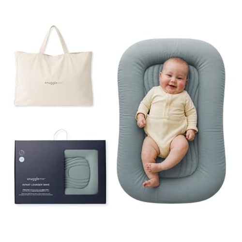 Snuggle Me Wave Organic Infant Baby Lounger, Ergonomic CPSC Compliant Nest (Slate)