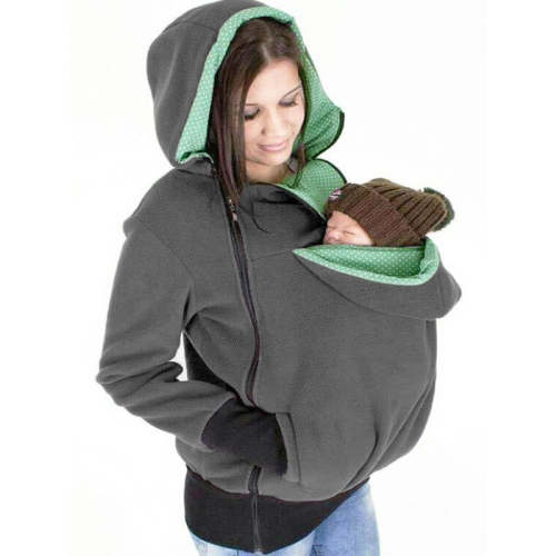 Momyknows Polka Dot Multifunction Breast-feeding Kangaroo Casual Pregnant Maternity Hooded Sweatshirt