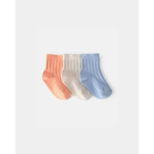 Baby 3-Pack Ankle Socks - Orange/Blue/Cream | Carter's