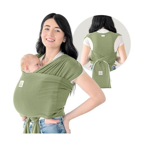 KeaBabies Baby Wrap Carrier Ring Sling, D-Lite Baby Carrier (Dusty Olive) | Easy to Wear, Adjustable Baby Carrier Newborn to Toddler, Infant Carrying Shirt, Hands Free Bonding, Breathable Fabric Wrap